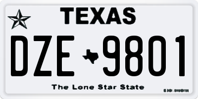 TX license plate DZE9801