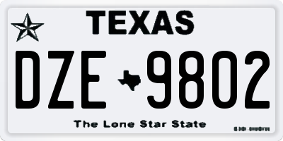 TX license plate DZE9802