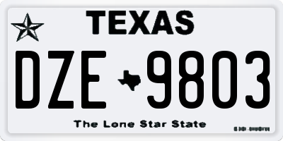 TX license plate DZE9803