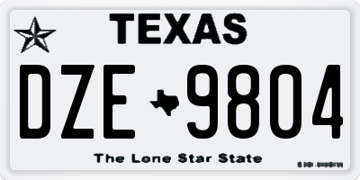 TX license plate DZE9804