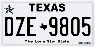 TX license plate DZE9805