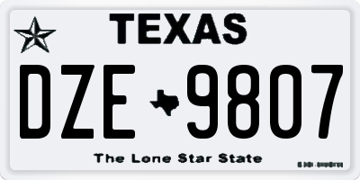 TX license plate DZE9807