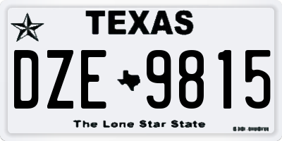 TX license plate DZE9815