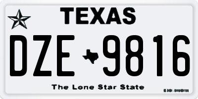 TX license plate DZE9816