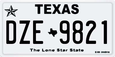 TX license plate DZE9821