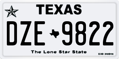 TX license plate DZE9822