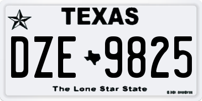 TX license plate DZE9825