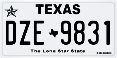 TX license plate DZE9831