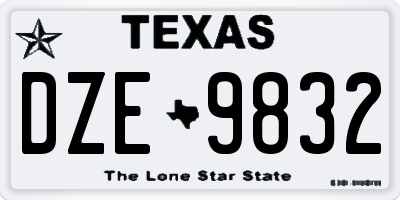 TX license plate DZE9832