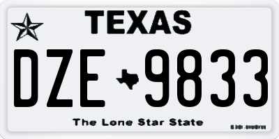 TX license plate DZE9833