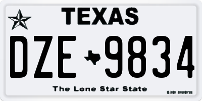 TX license plate DZE9834