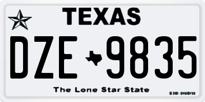 TX license plate DZE9835
