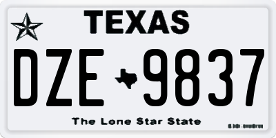 TX license plate DZE9837