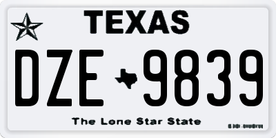 TX license plate DZE9839