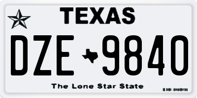 TX license plate DZE9840