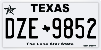 TX license plate DZE9852