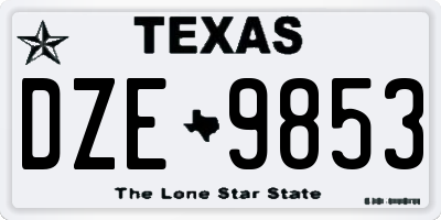 TX license plate DZE9853