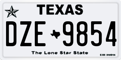 TX license plate DZE9854
