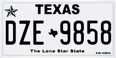 TX license plate DZE9858