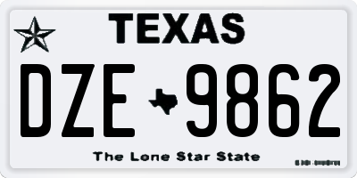 TX license plate DZE9862