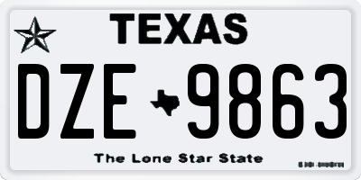 TX license plate DZE9863