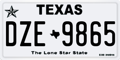 TX license plate DZE9865