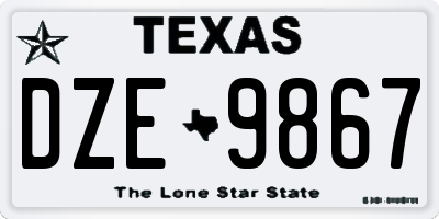 TX license plate DZE9867