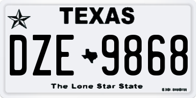 TX license plate DZE9868