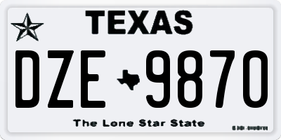 TX license plate DZE9870