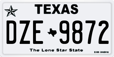 TX license plate DZE9872
