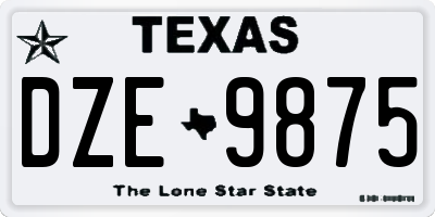 TX license plate DZE9875