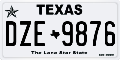 TX license plate DZE9876