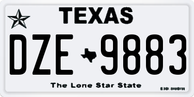TX license plate DZE9883