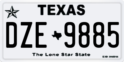 TX license plate DZE9885