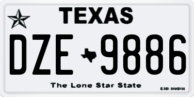 TX license plate DZE9886
