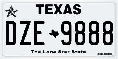 TX license plate DZE9888