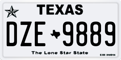 TX license plate DZE9889