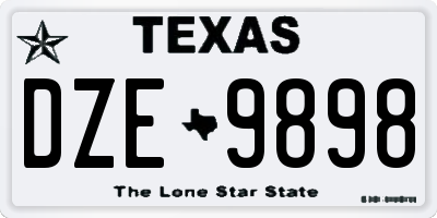TX license plate DZE9898