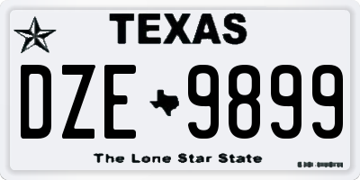 TX license plate DZE9899