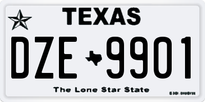 TX license plate DZE9901
