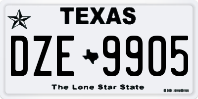 TX license plate DZE9905