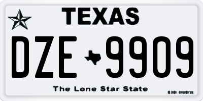 TX license plate DZE9909