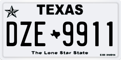 TX license plate DZE9911