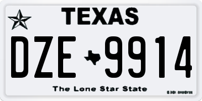 TX license plate DZE9914