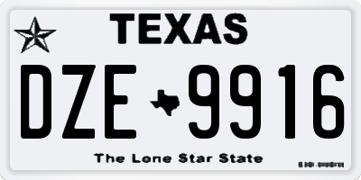 TX license plate DZE9916