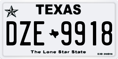 TX license plate DZE9918