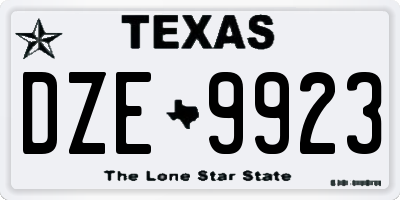 TX license plate DZE9923