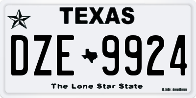 TX license plate DZE9924