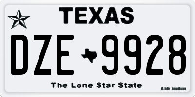 TX license plate DZE9928