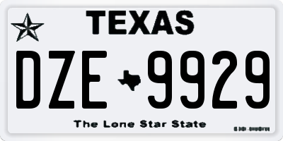 TX license plate DZE9929